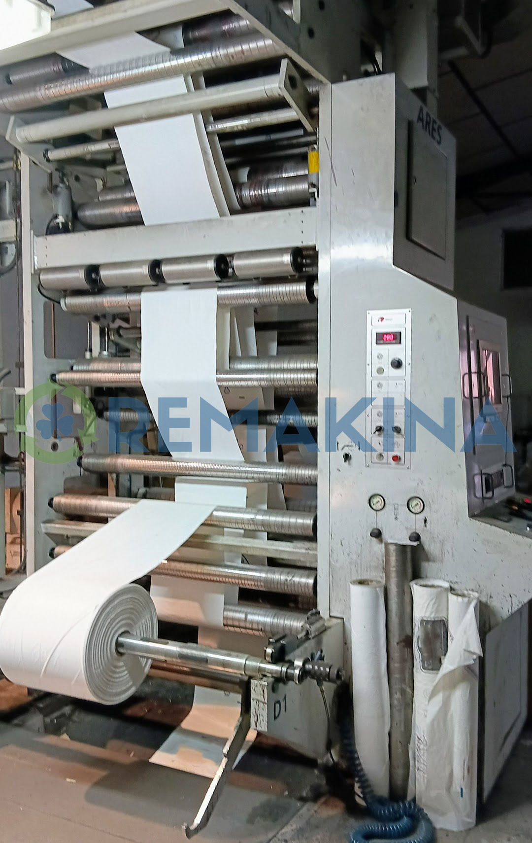 Impresora Stack Giave Ares 3 Sección de alimentador y rodillos guía de 1200 mm en flexo stack Giave Ares.
